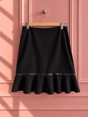 Vintage Briggs New York Black Trumpet Mini Bow Detail Peplum Skirt Size 8